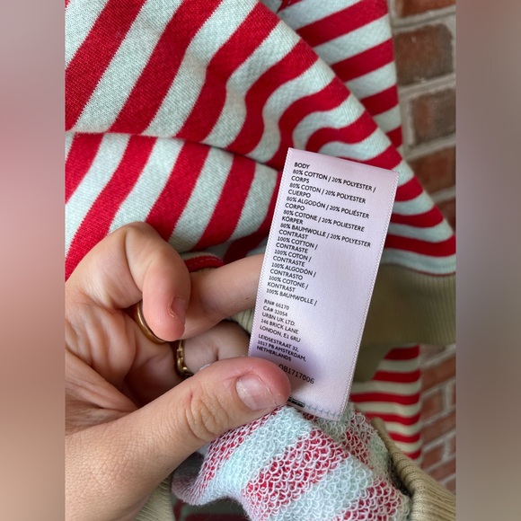 NEW FREE PEOPLE CLASSIC STRIPED OVERSIZED CREWNECK Cherry Combo Size Small Viral - Picture 5 of 7